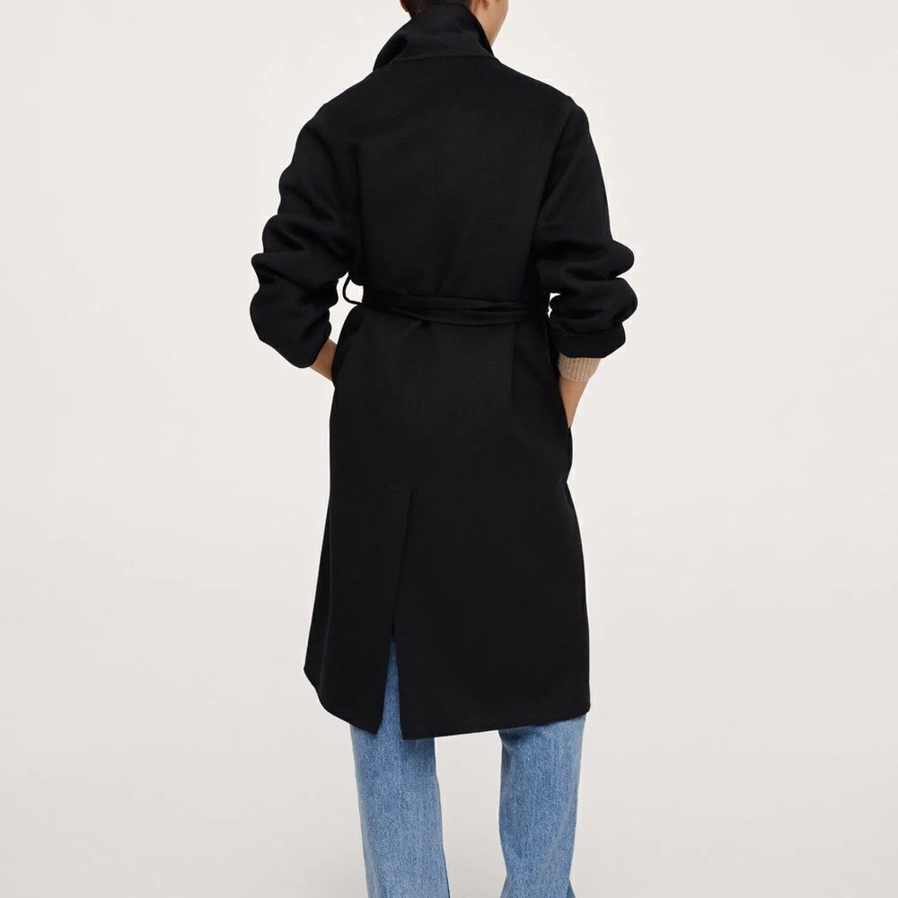 Mango Handmade Wool Blend Coat Black New - Picture 7 of 11
